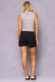 Women | Slouchy Baby Fleece Cargo Short | Black