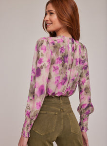 Smocked Sleeve Blouse | Floral Camo Print