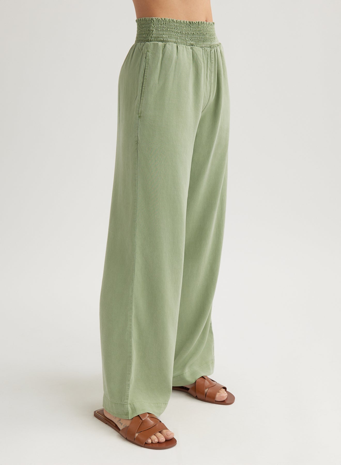 Smocked Waist Wide Leg Pant | Olive Grove