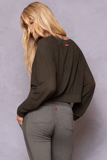 Women | Slouchy Mesh Pullover | Olive