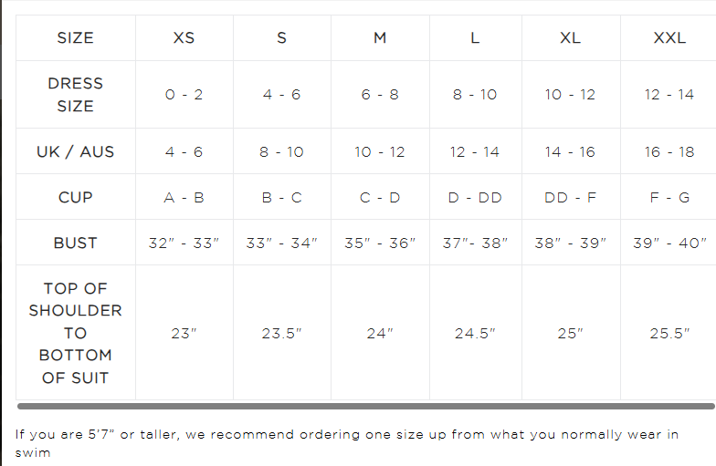 Product size guide