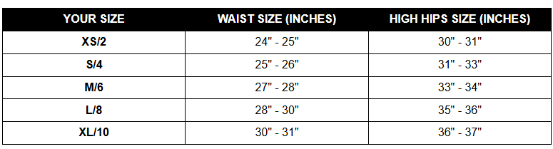 Product size guide