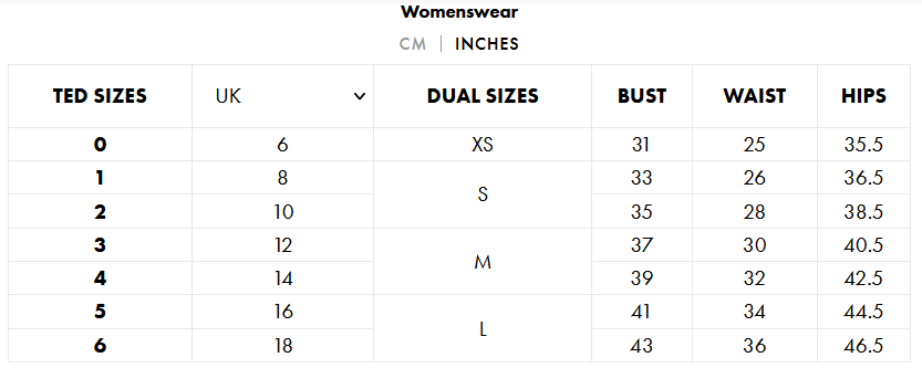 Product size guide