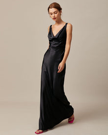 The Cowl Neck Satin Maxi Dress Dresses - RIHOAS