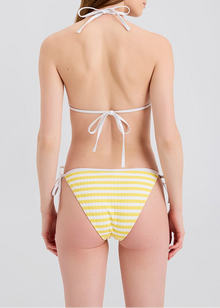 Womens | Iris Ribbed Bikini Bottom | Lemon Stripe