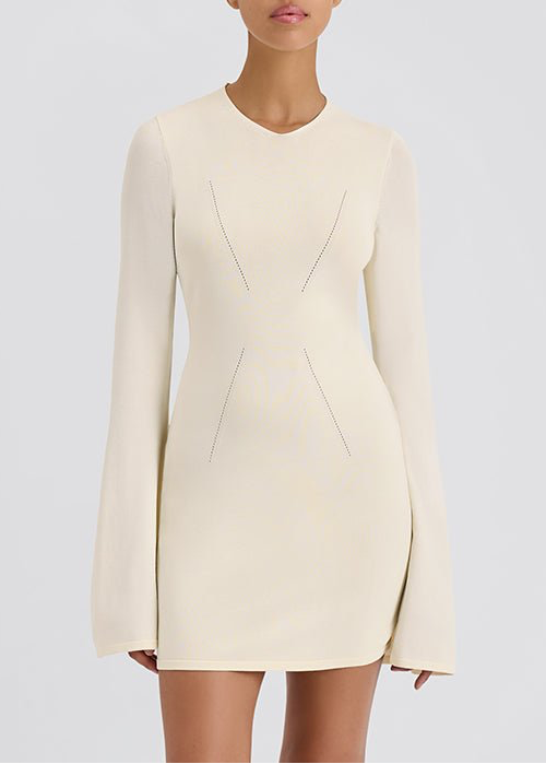 Womens | Narcia Knit Openback Mini Dress | Ecru