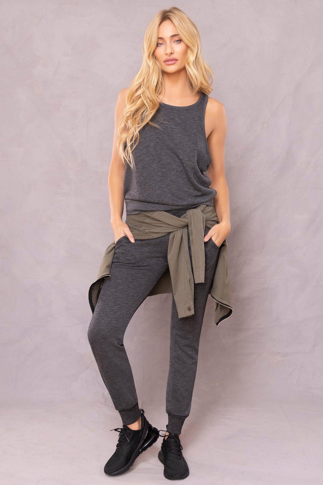 Women | Trifecta French Terry Racer Tank Pullover | Black