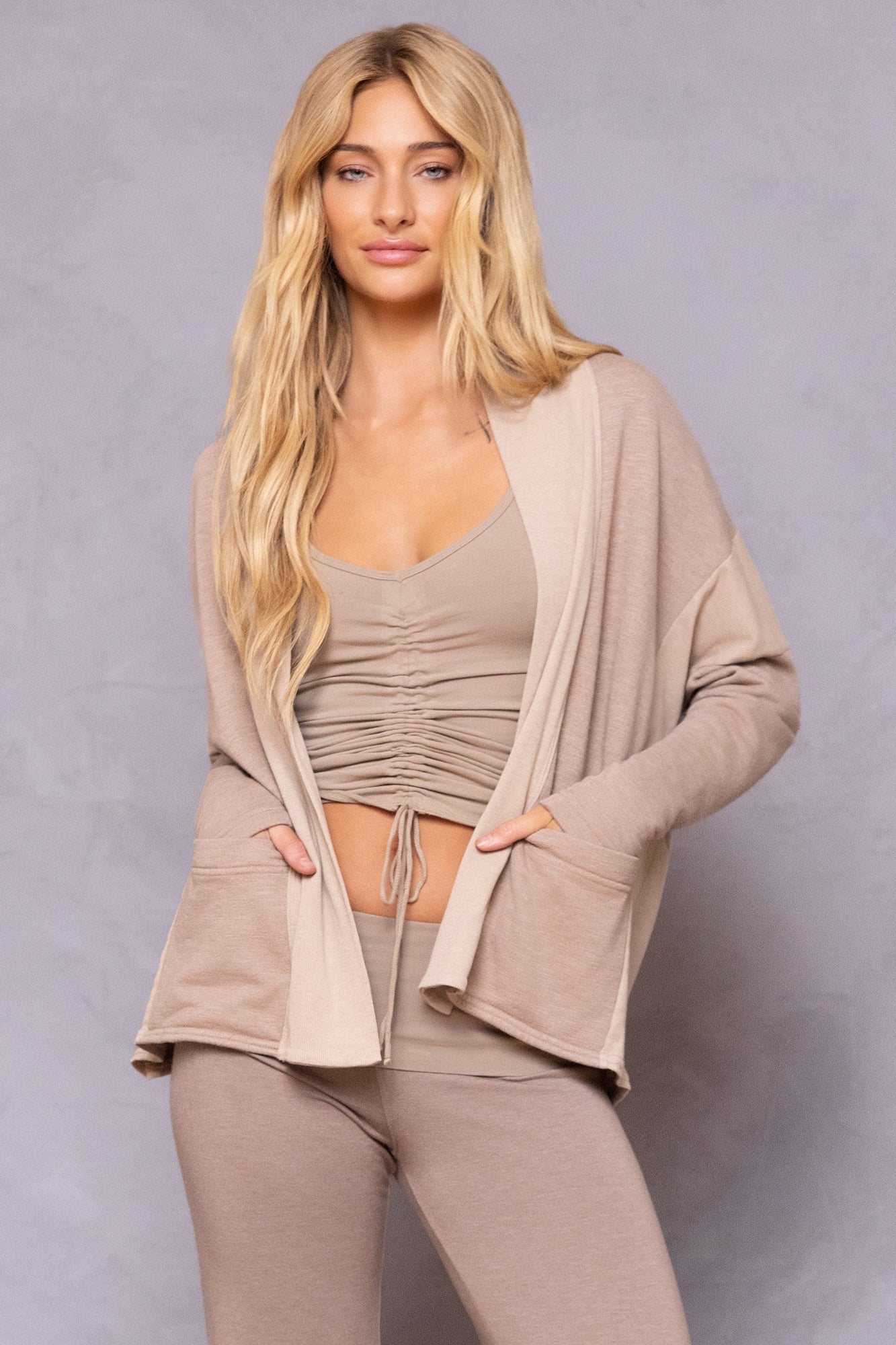 Women | Striated Slouchy Cardigan | Woodsmoke