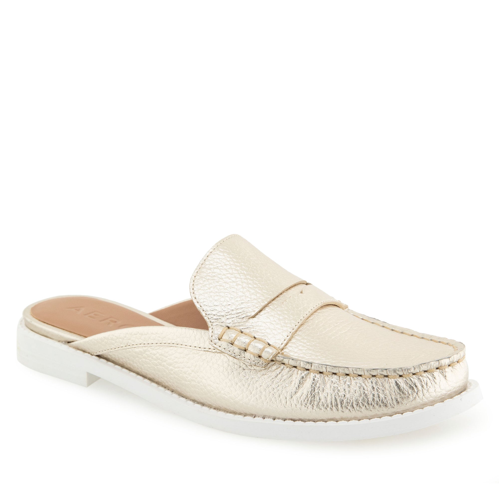 Salome Tailored Mule | Gold Metallic Pebbled Leather