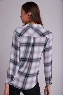 Two Pocket Button Down Shirt | Mauve Rose Plaid