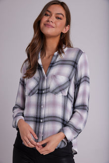 Two Pocket Button Down Shirt | Mauve Rose Plaid