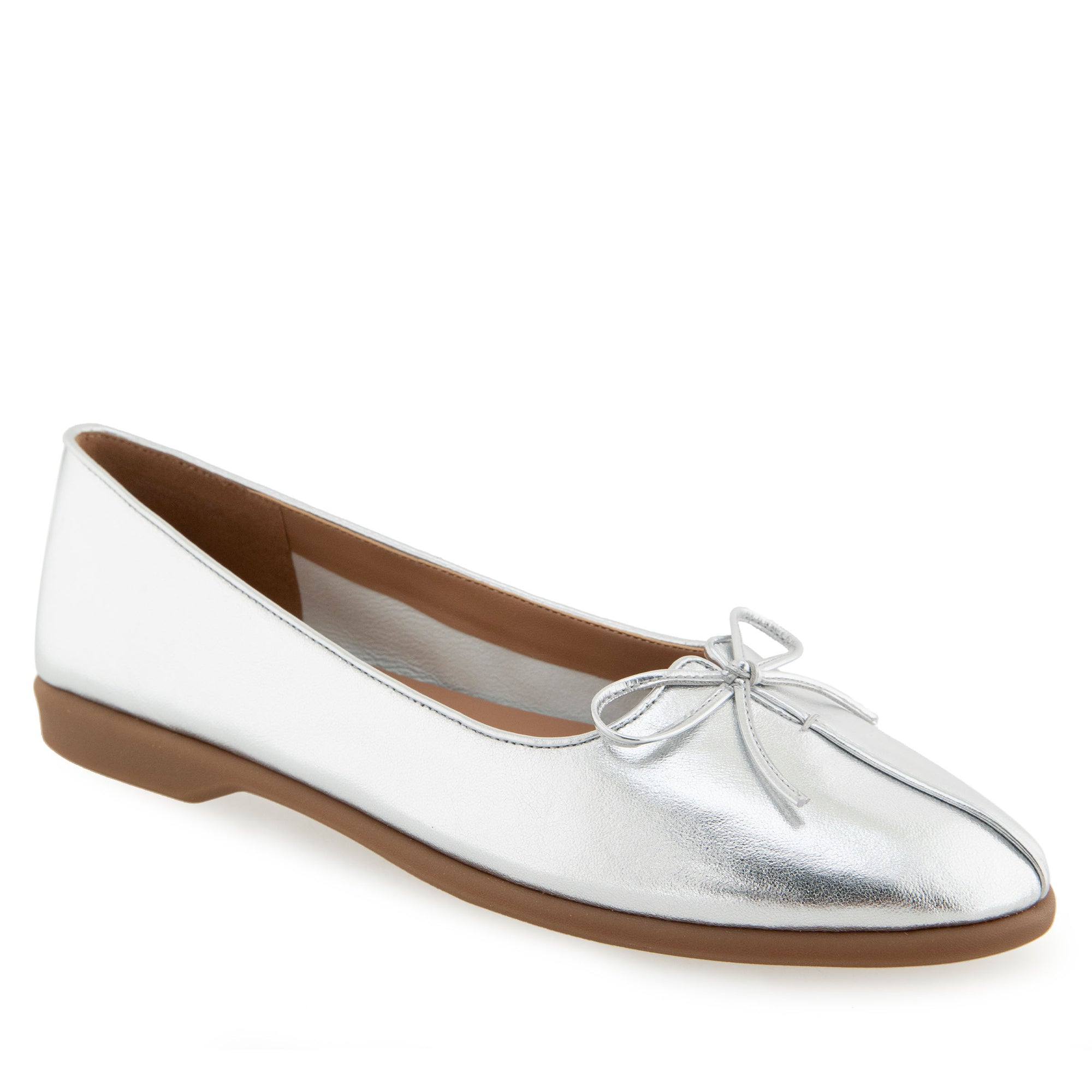Novia Dress Flat | Silver Metallic Leather