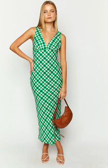 Verlaine Check Maxi Dress | Green