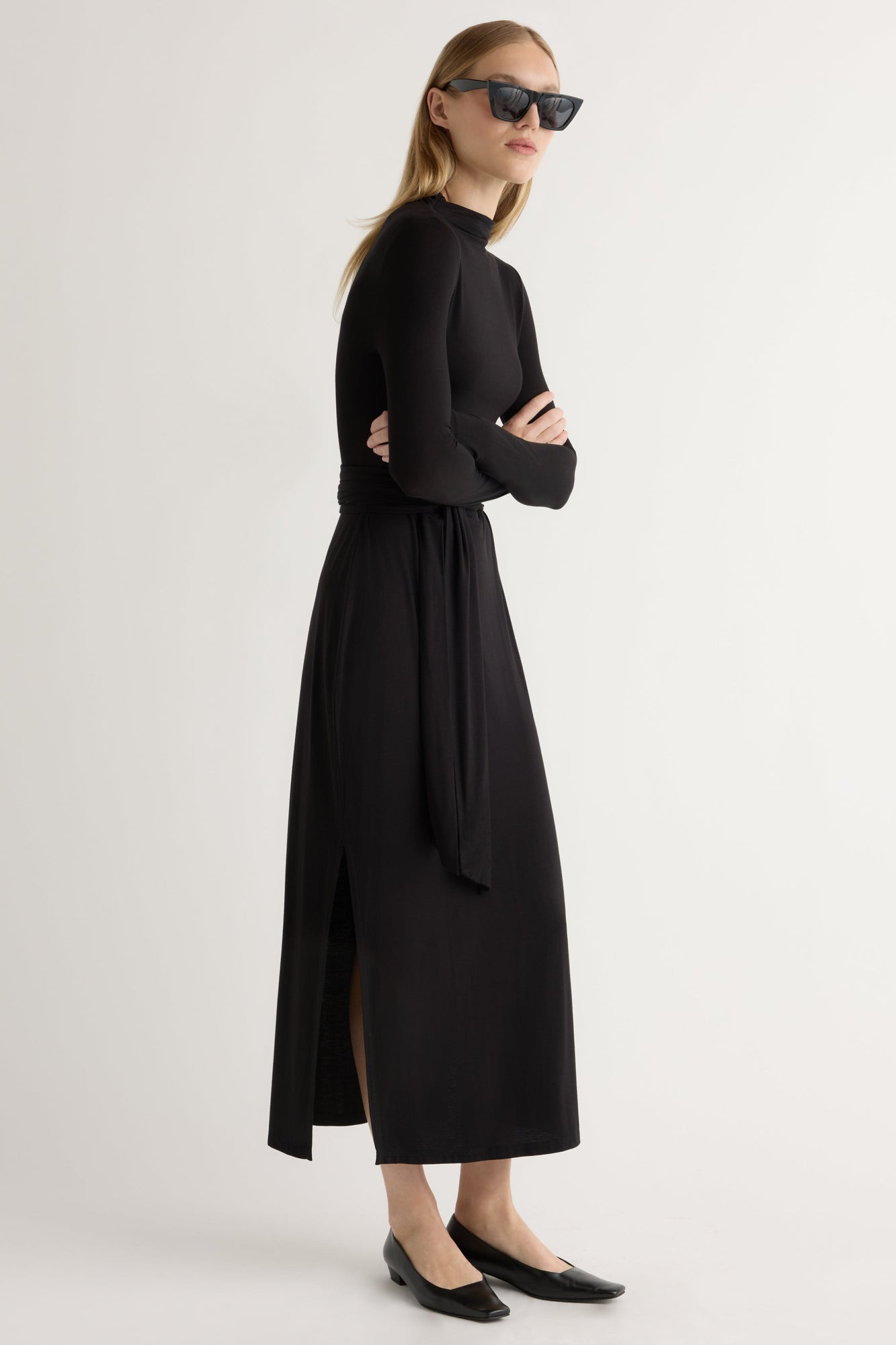 Jess | Vero Long-Sleeve Tie-Front Dress in Size Small