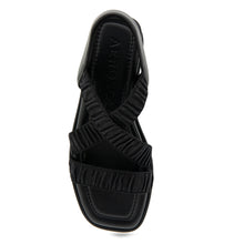 Bora Sandal Wedge | Black Rouched Elastic Fabric