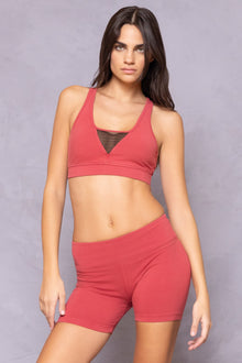 Women | Mesh Inset Racer Bra | Crimson