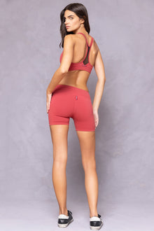 Women | Mesh Inset Racer Bra | Crimson