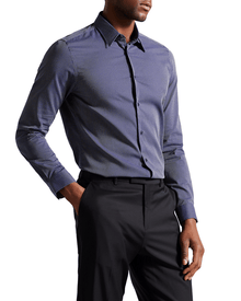 Men | Long Sleeve Circle Weave Shirt | Navy
