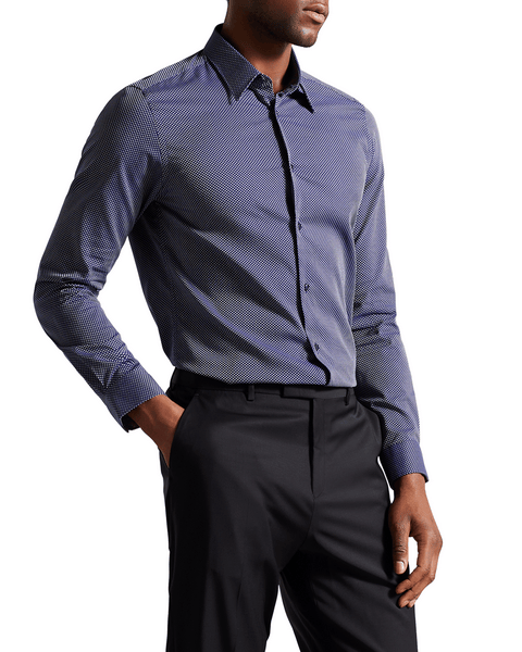 Men | Long Sleeve Circle Weave Shirt | Navy
