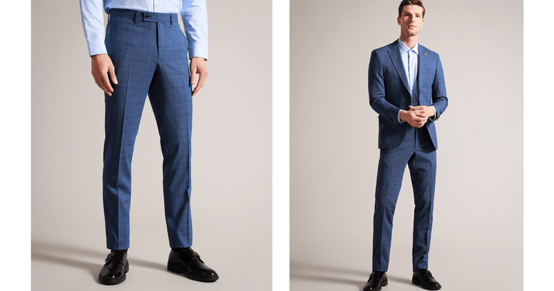 Men | Check Suit Trousers | Navy