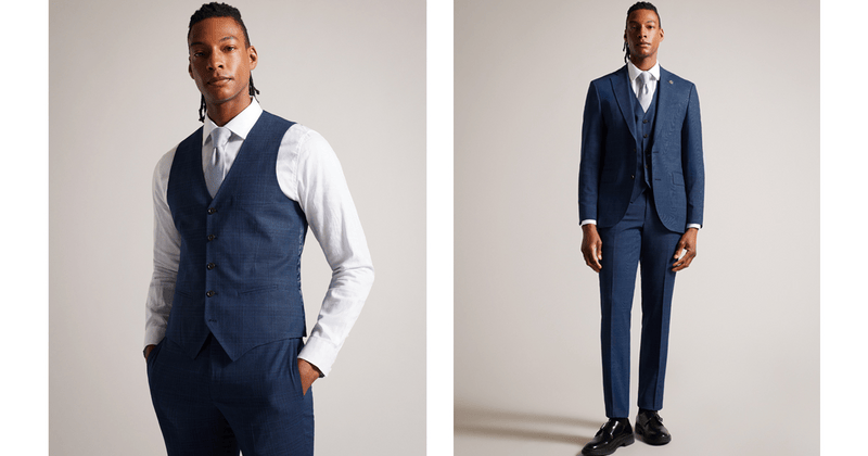 Men | Check Waistcoat | Navy