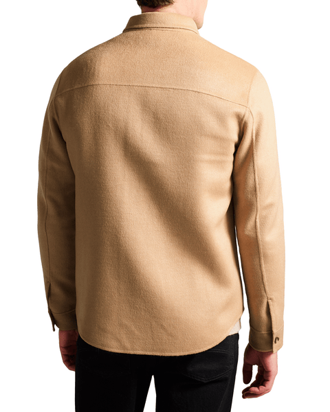 Men | Long Sleeve Splittable Wool Shirt | Pale Brown