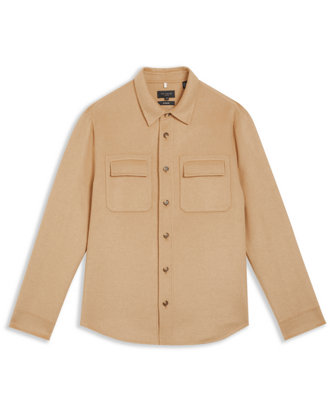 Men | Long Sleeve Splittable Wool Shirt | Pale Brown