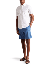 Men | Short Sleeve Linen Shirt | White Multi (V2)