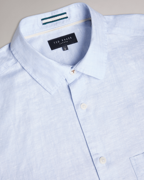 Men | Long Sleeve Linen Shirt | Light Blue Pastel