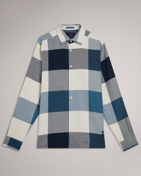 Men | Long Sleeve Large Scale Check Shir | Blue Red White