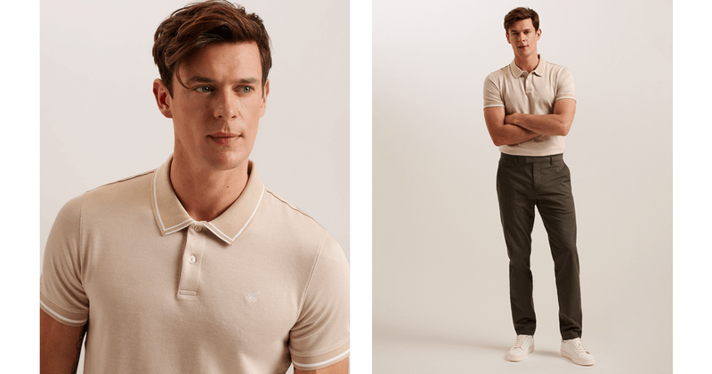 Men | Helta Short Sleeve Slim Fit Polo | White Pastel