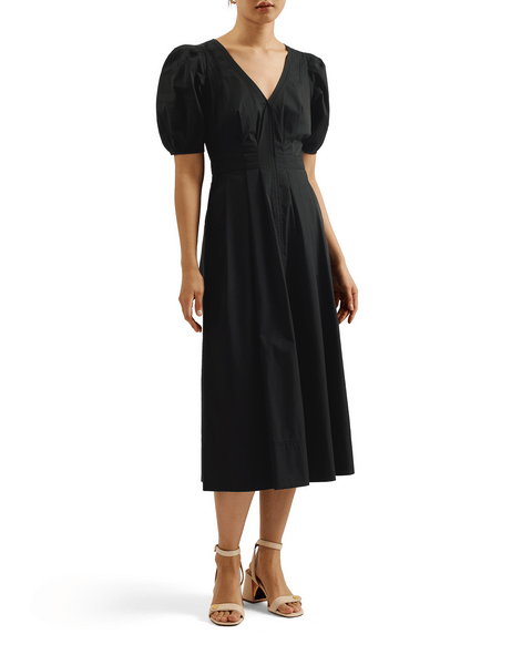 Women | Puff Sleeve Midi Dress | Black