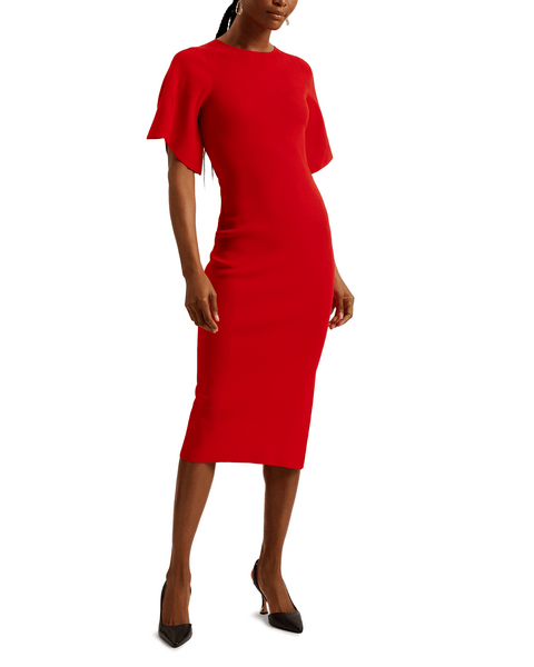 Women | Rib Engineered Bodycon Mi | Burgundy