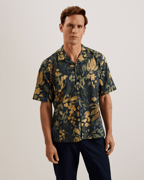 Men | Short Sleeve Floral Shirt | Black