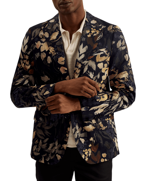 Men | Jersey Floral Suit Jacket | Black