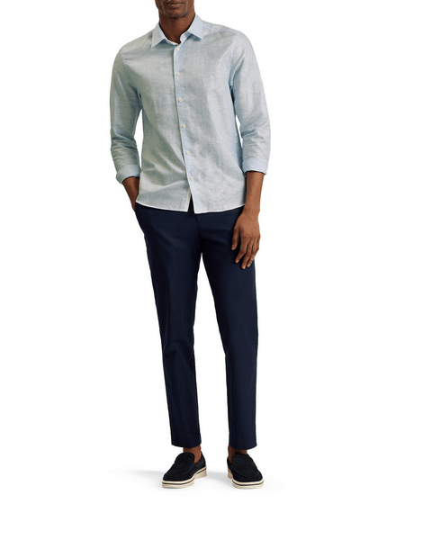 Men | Romeos Long Sleeve Linen Shirt | Light Blue Pastel