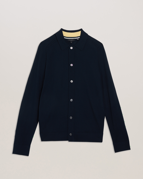 Men | Long Sleeve Regular Button Through | Navy