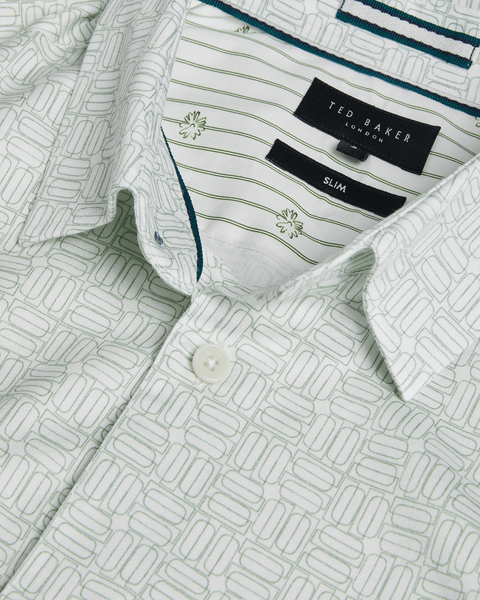 Men | Line Geo Print Shirt | Light Pastel Green