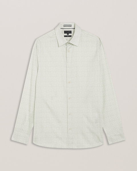 Men | Line Geo Print Shirt | Light Pastel Green