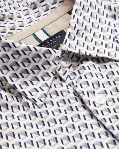 Men | Joshhy Long Sleeve Hex Geo Shirt | White Pastel