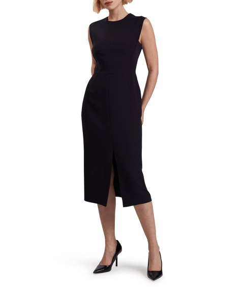 Women | Manabdl Tlr Midi Dress Frt Slt | Navy