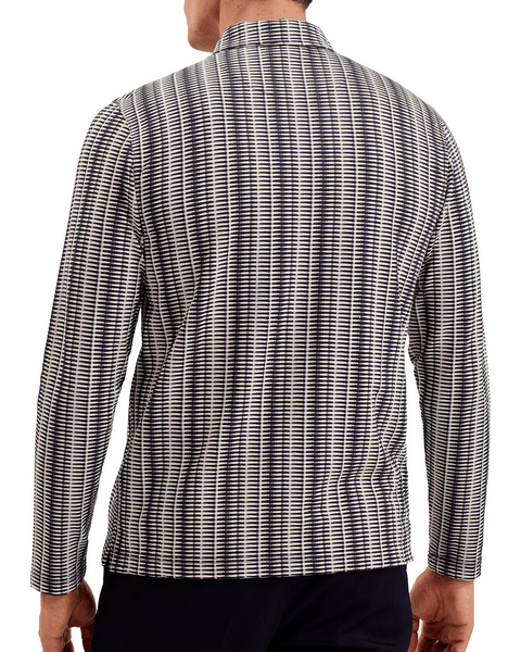 Men | Capuzzo Long Sleeve Textured Open Neck | Navy