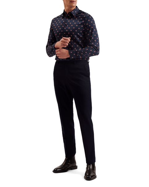 Men | Mikceal Long Sleeve Floral Shirt | Navy