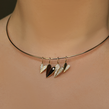 14k gold Wire Choker with folded heart charms