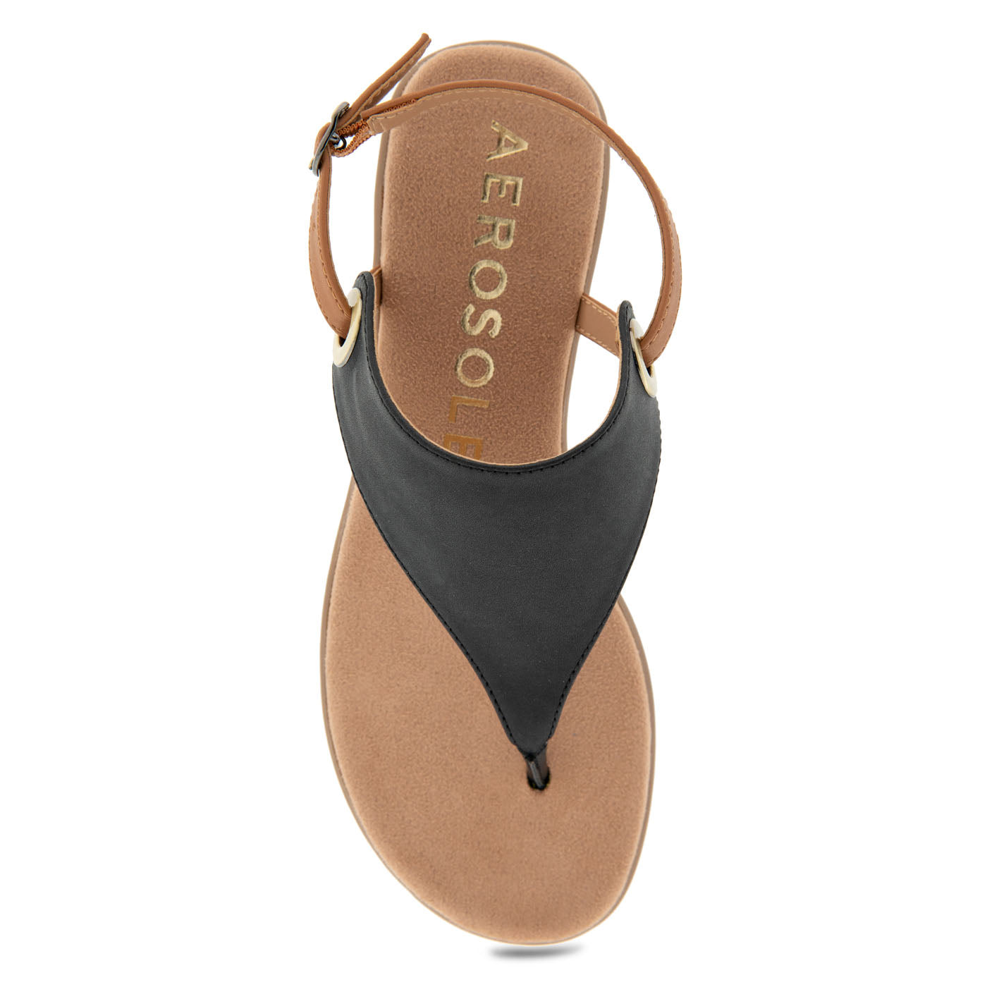 Conclusion Sandal Flat | Black/Tan Faux Calf
