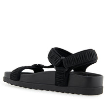Latoya Sandal Footbed | Black Rouched Elastic Fabric