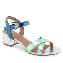 Cinzia Sandal Block Heel | Metallic Combination Faux Leather
