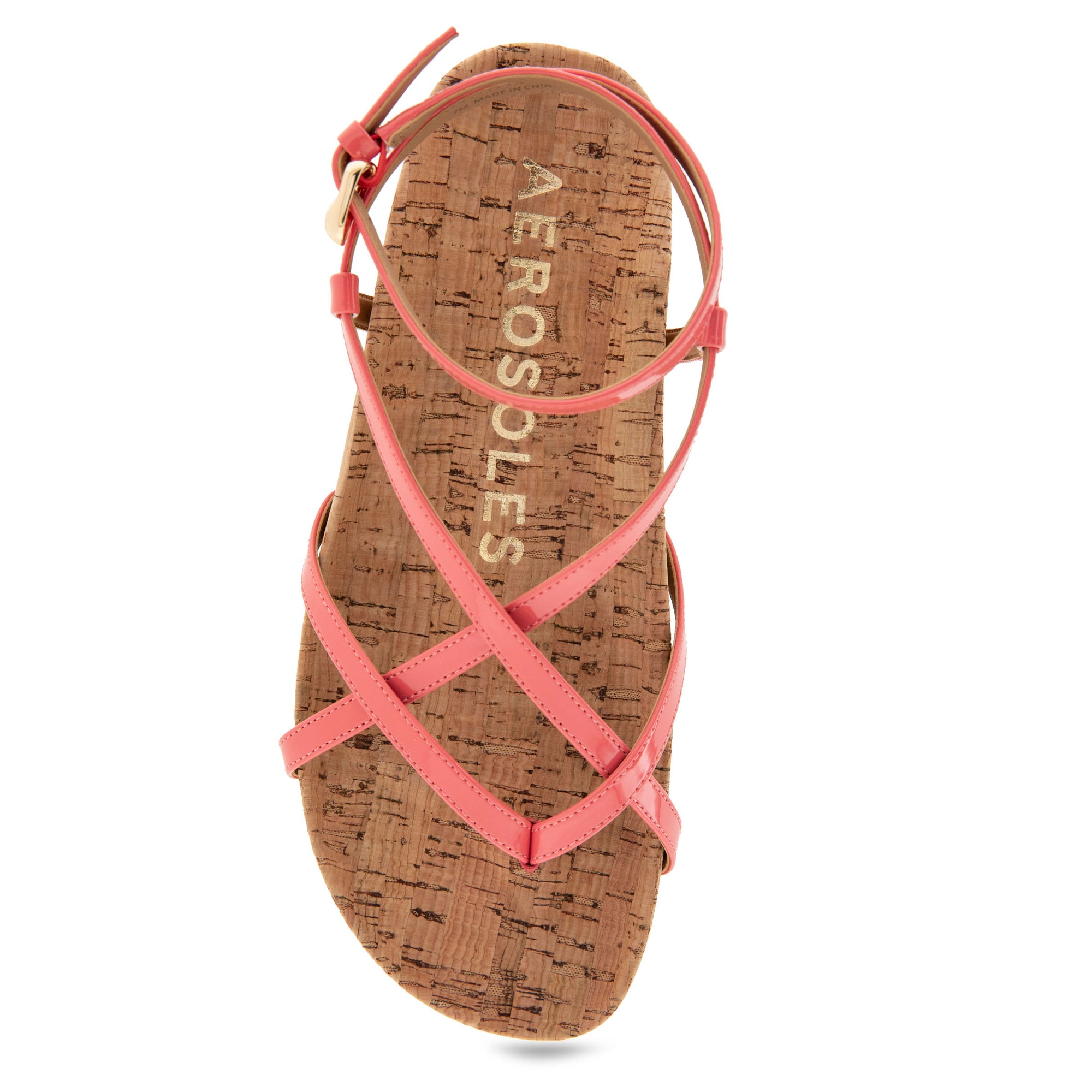 Leera Sandal Footbed | Coral Patent Faux Leather/Cork