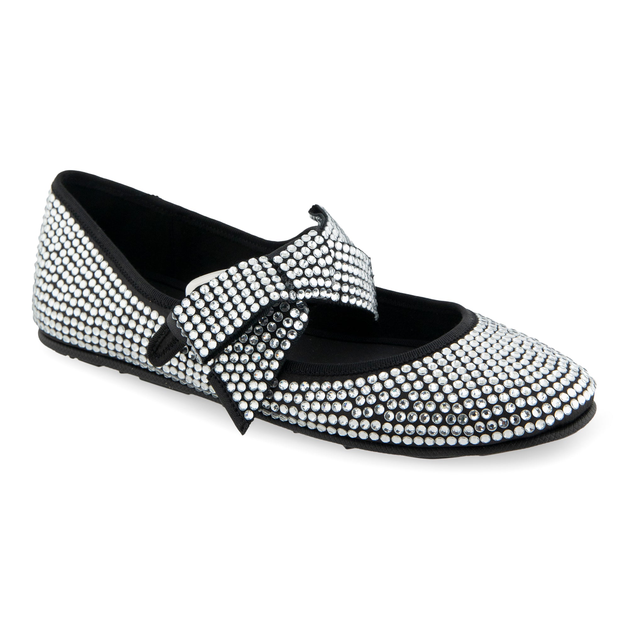 Poppy Casual Flat | Black Satin Polyester/Thermoplastic Elastomers