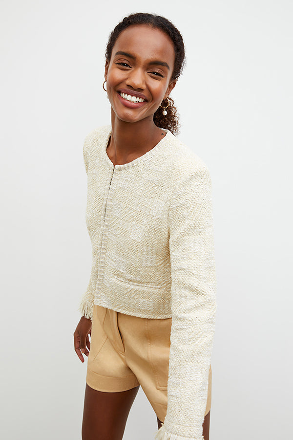 Front image of a woman wearing the Adina Short - Everyday Twill in Butter | Exclude